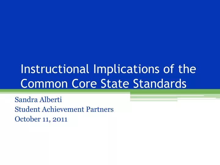 instructional implications of the common core state standards