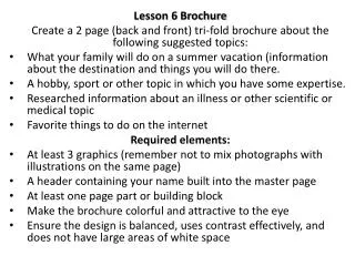 Lesson 6 Brochure