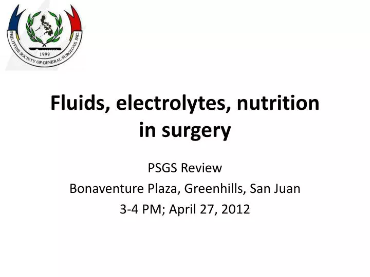 fluids electrolytes nutrition in surgery