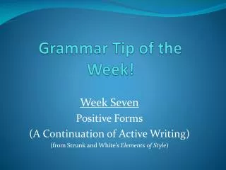 grammar tip of the week