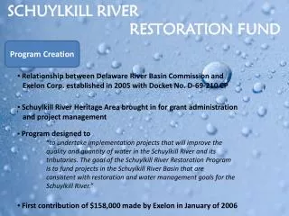 SCHUYLKILL RIVER RESTORATION FUND