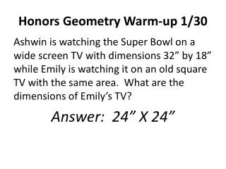 Honors Geometry Warm-up 1/30