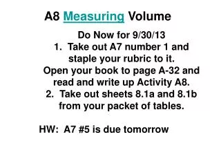 A8 Measuring Volume