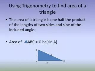 Using Trigonometry to find area of a triangle