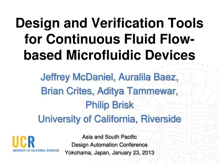 design and verification tools for continuous fluid flow based microfluidic devices