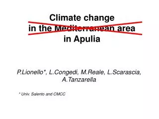 Climate change in the Mediterranean area in Apulia