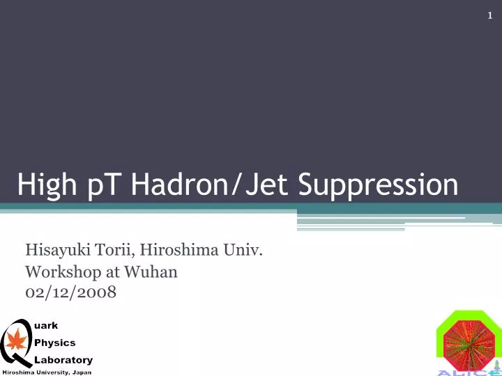 high pt hadron jet suppression
