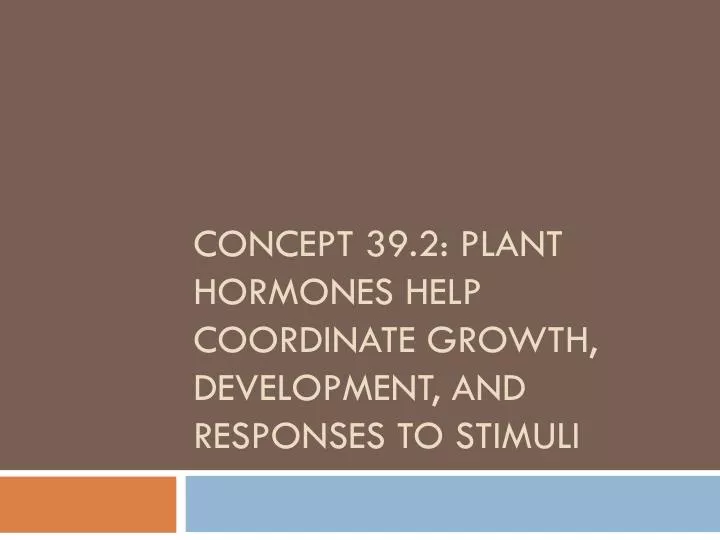 concept 39 2 plant hormones help coordinate growth development and responses to stimuli