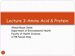 Lecture 3-Amino Acid &amp; Protein