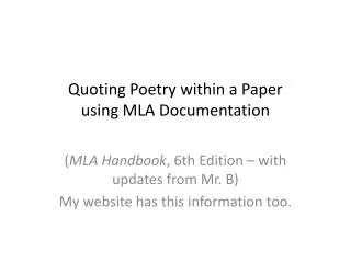 Quoting Poetry within a Paper using MLA Documentation