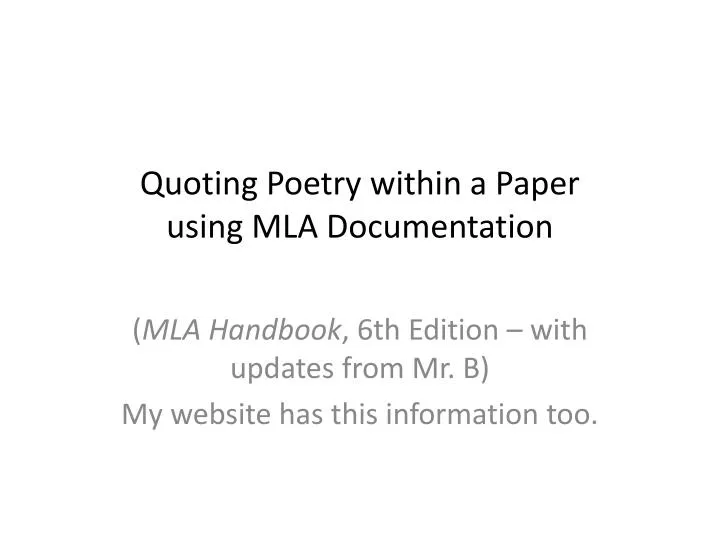 quoting poetry within a paper using mla documentation