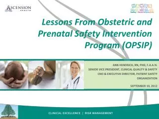 Lessons From Obstetric and Prenatal Safety Intervention Program ( OPSIP)