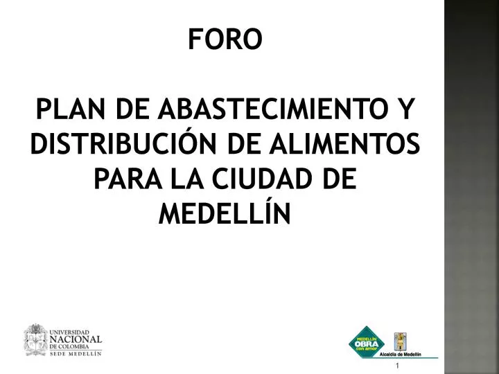 foro plan de abastecimiento y distribuci n de alimentos para la ciudad de medell n