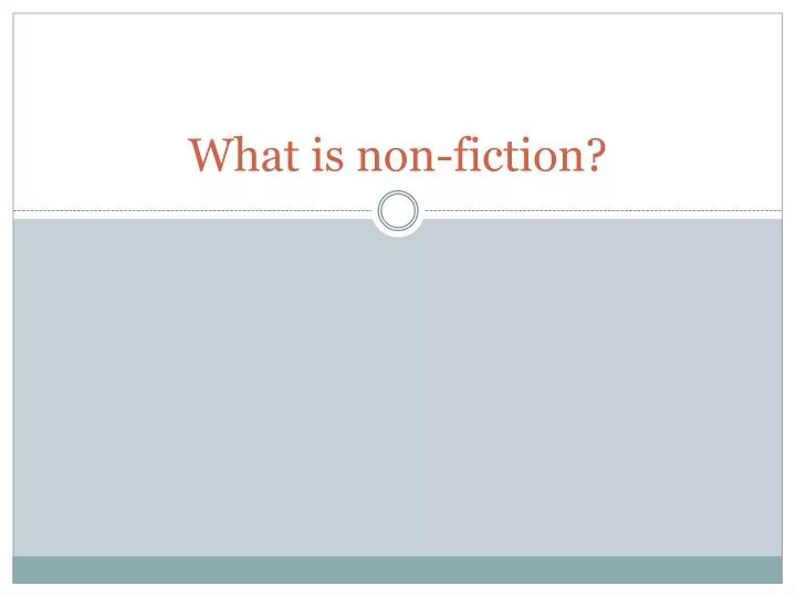 what is non fiction