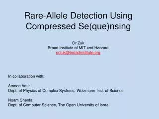 Rare-Allele Detection Using Compressed Se(que)nsing