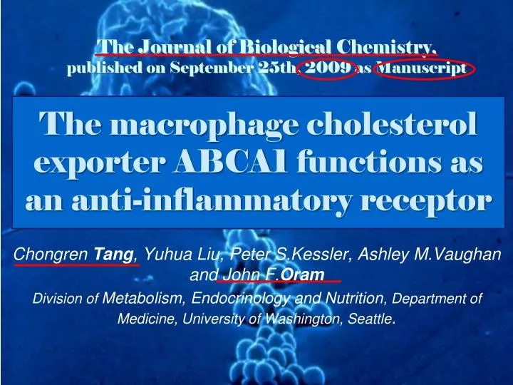the journal of biological chemistry published on september 25th 2009 as manuscript