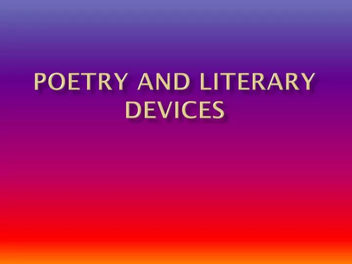 poetry and literary devices