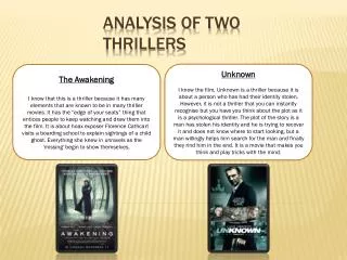 Analysis of two thrillers