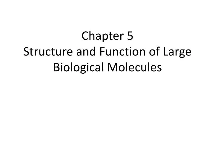 chapter 5 structure and function of large biological molecules