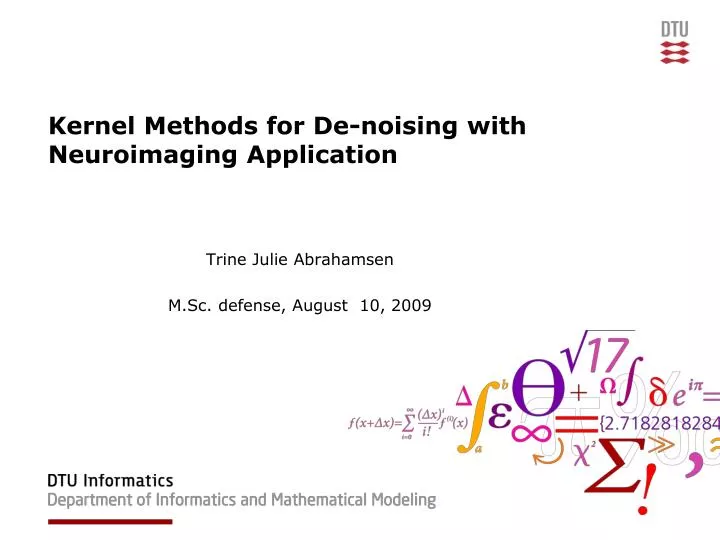 kernel methods for de noising with neuroimaging application