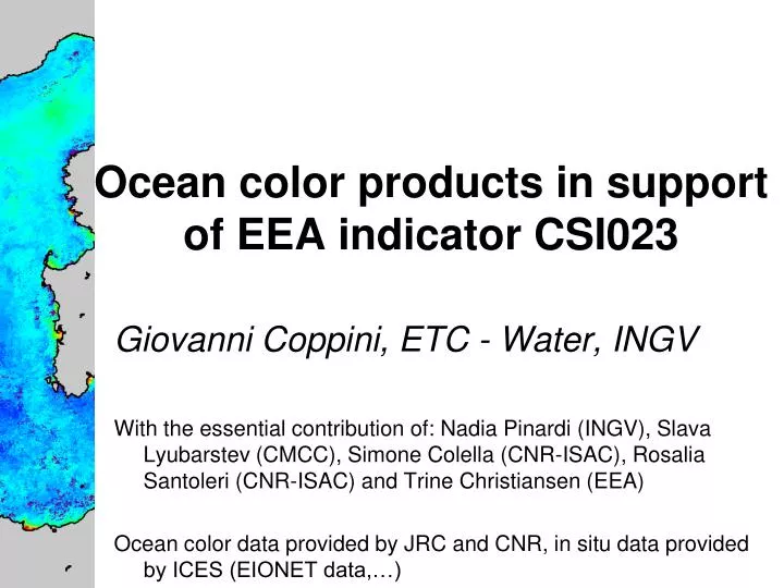 ocean color products in support of eea indicator csi023