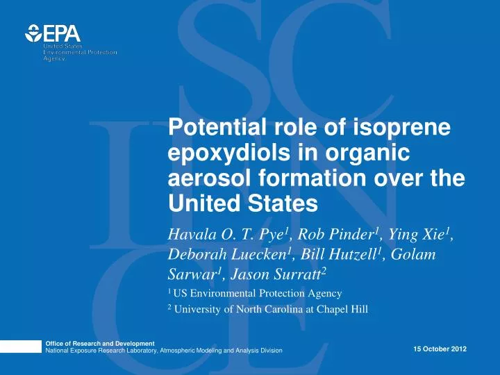 potential role of isoprene epoxydiols in organic aerosol formation over the united states