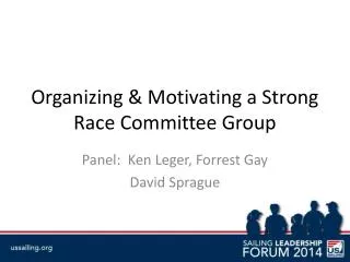 Organizing &amp; Motivating a Strong Race Committee Group