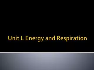 Unit L Energy and Respiration