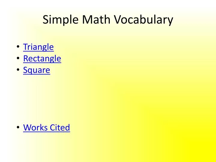 simple math vocabulary