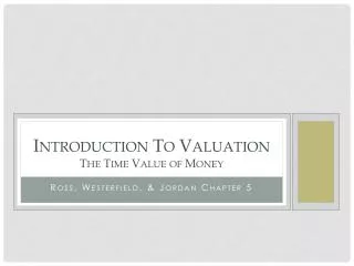 Introduction To Valuation The Time Value of Money