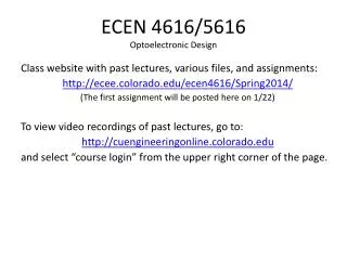 ECEN 4616/5616 Optoelectronic Design