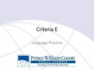 Criteria E