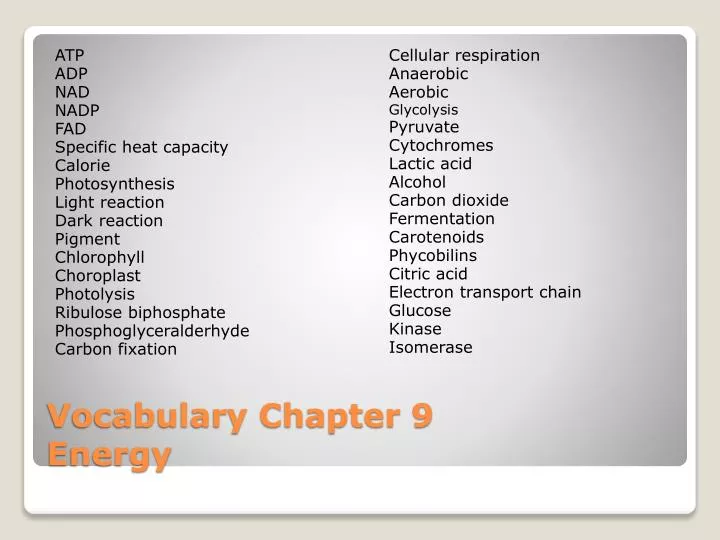 vocabulary chapter 9 energy