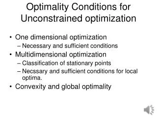 Optimality Conditions for Unconstrained optimization