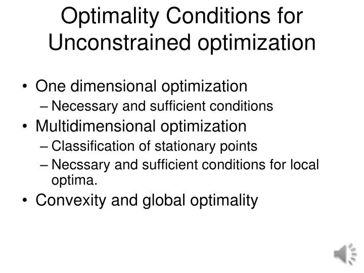 optimality conditions for unconstrained optimization