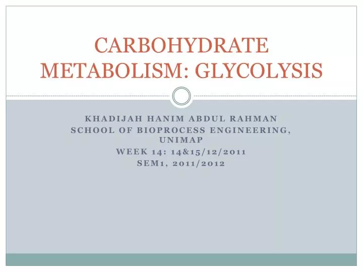 carbohydrate metabolism glycolysis