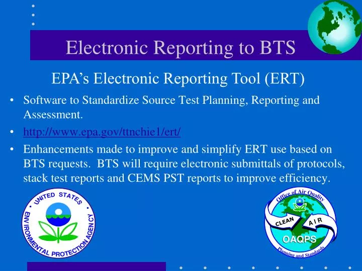 electronic reporting to bts