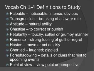vocab ch 1 4 definitions to study