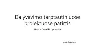 dalyvavimo tarptautiniuose projektuose patirtis