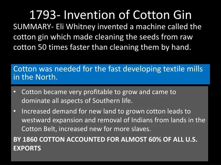 1793 invention of cotton gin