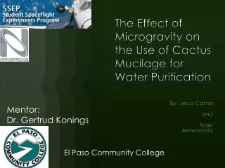 The Effect of Microgravity on the Use of Cactus Mucilage for Water Purification