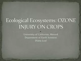 Ecological Ecosystems: OZONE INJURY ON CROPS