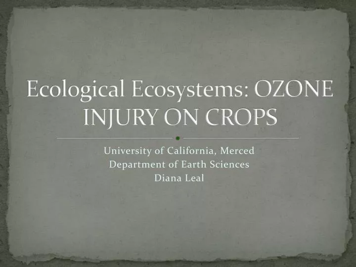 ecological ecosystems ozone injury on crops