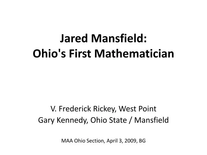 jared mansfield ohio s first mathematician