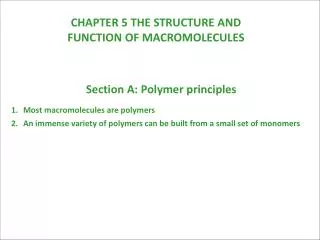 CHAPTER 5 THE STRUCTURE AND FUNCTION OF MACROMOLECULES