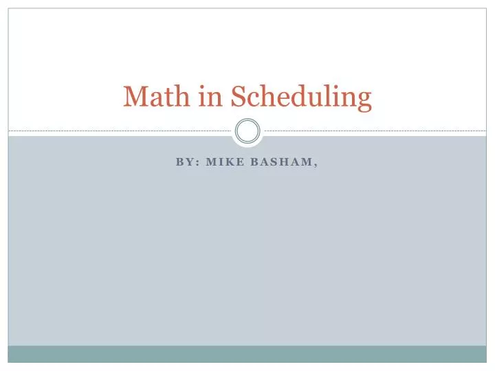 math in scheduling
