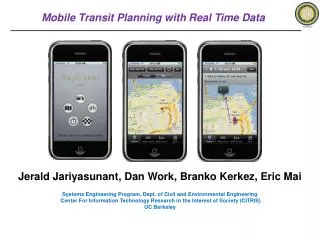 Mobile Transit Planning with Real Time Data