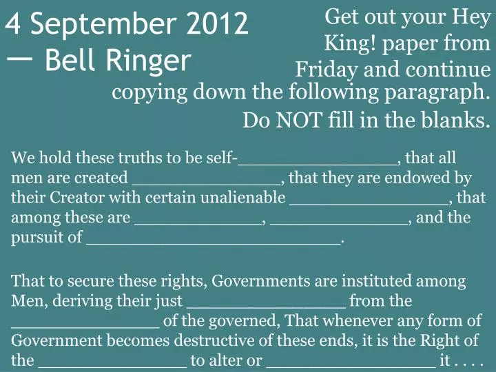4 september 2012 bell ringer