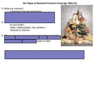 Six Types of Nutrients Found in Food (pp. 208-212) 1. What are nutrients?