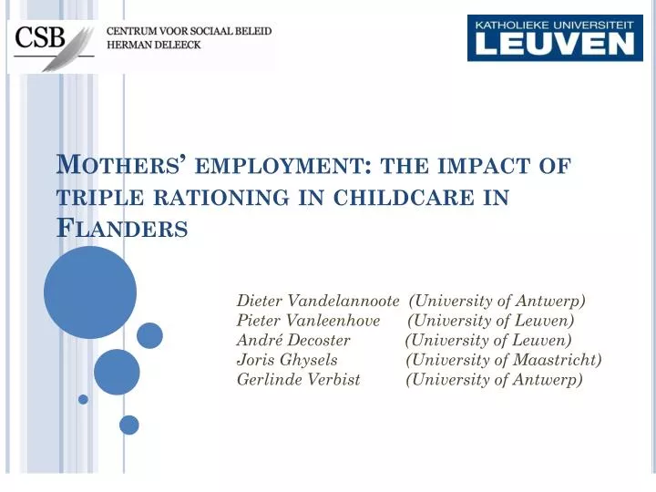 mothers employment the impact of triple rationing in childcare in flanders